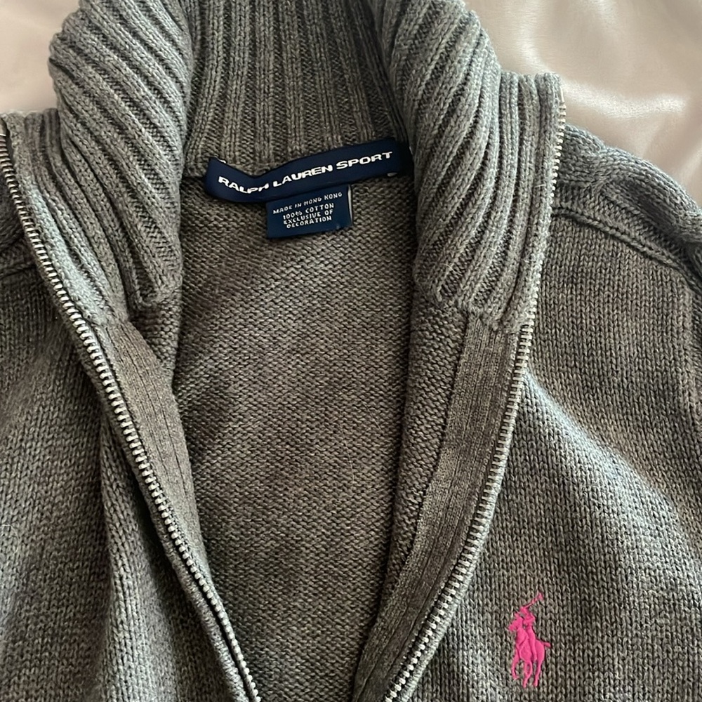 Ralph Lauren Gray Sweater with Pink Logo - Picture 2 of 6